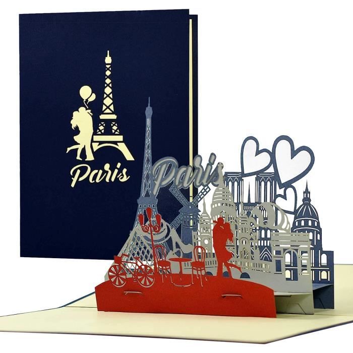 A124AMZ Bon de voyage popup 3D pour elle ou lui dans la ville de l