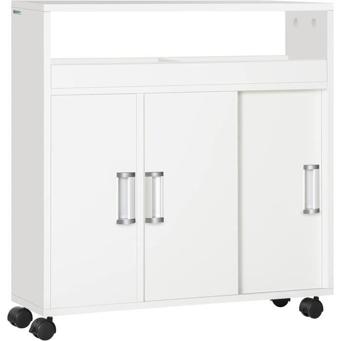 Armoire Mobile à Roulettes HOMCOM Avec étagère Réglable - 55,5x38x38,5 Cm, Porte Métal Persienne | Pour Bureau, Chambre, Salon, Noir
