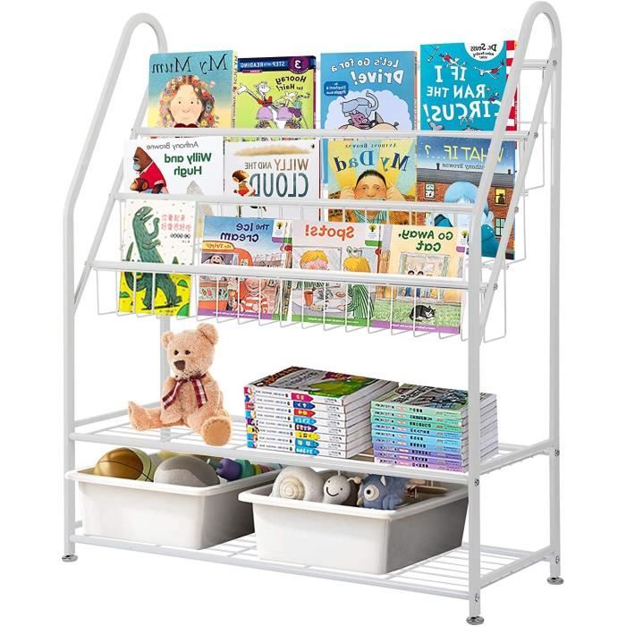 Rangement Jouet Enfant Bibliothèque Enfant 3 Niveaux 76 Cm - Rangement Jouets Et Livres - Style Montessori Blanc étagère Enfant 3 Niveaux Rangement Jouet Enfant Bibliothèque Enfant 3 Niveaux 76 Cm - Rangement Jouets Et Livres - Style Montessori Blanc étagère Enfant 3 Niveaux