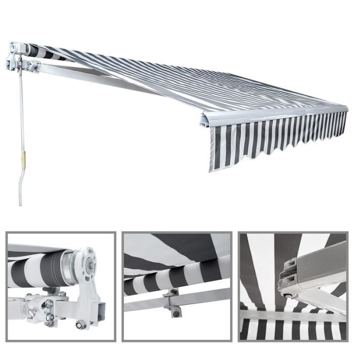 Store Bras Articulé SWANEW - 350x300cm Gris | Auvent Balcon Terrasse | Anti-UV & Imperméable