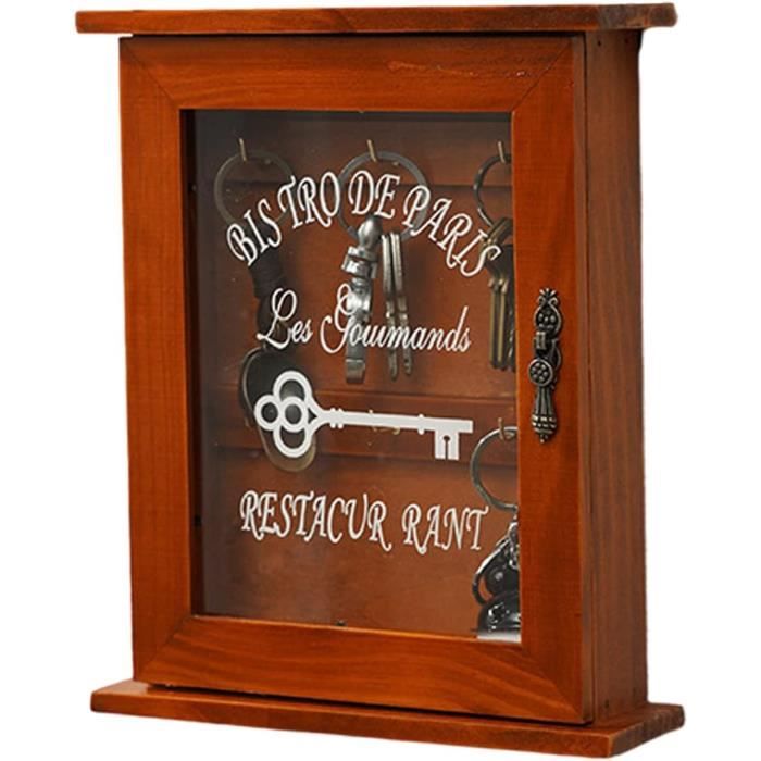 Armoire à Clés Murale En Bois Blanc Avec Porte Et 6 Crochets - Wooden World