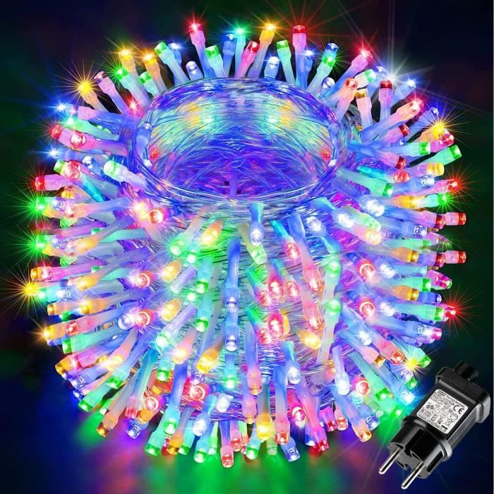 Guirlande Lumineuse 7,50 M 350 LED Câble Vert Luxe Multicolore Pastel - Décoration Lumineuse