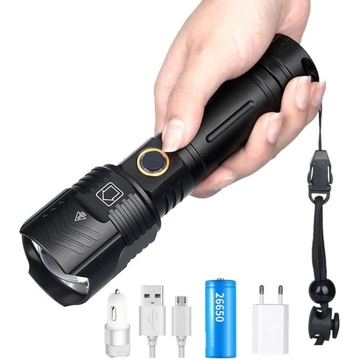 90000 Lumens LED lampe de poche tactique Rechargeable XHP90
