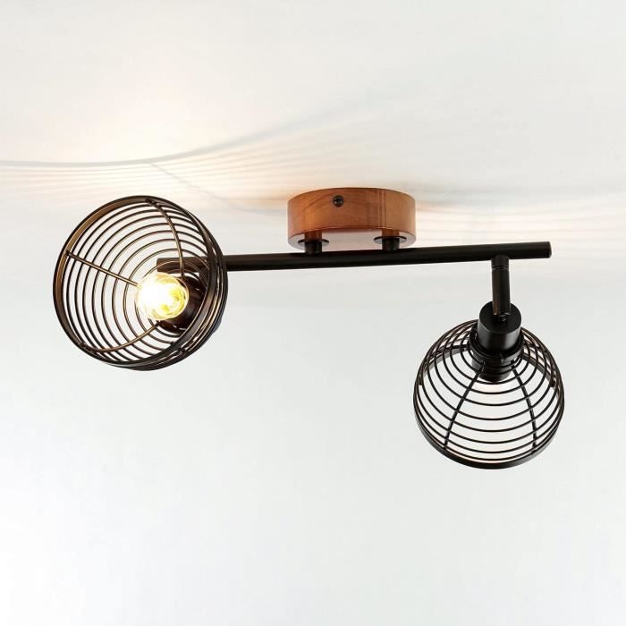 Mengjay Trade Rétro Metal Suspension Noir Cage E27 3 Luminaire