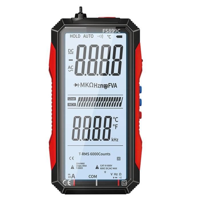 Multimètre Numérique Professionnel Irfora V9 6000 Comptes - 2000V, NCV, Test De Température - Idéal électricien, Mineur, Bricoleur - 6