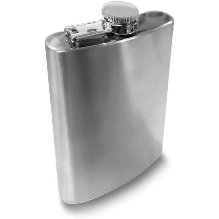 Flasque inox plate façon cuir 90 ml