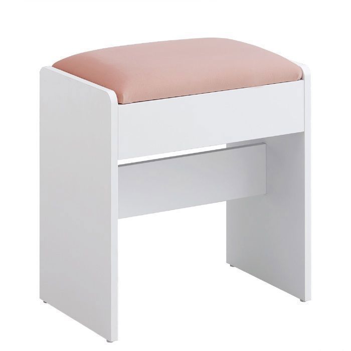 Tabouret De Coiffeuse Rembourré Blanc - 44 Cm De Hauteur - Stable (120 Kg), Patins Antidérapants - Pour Dressing, Entrée, Chambre - 2