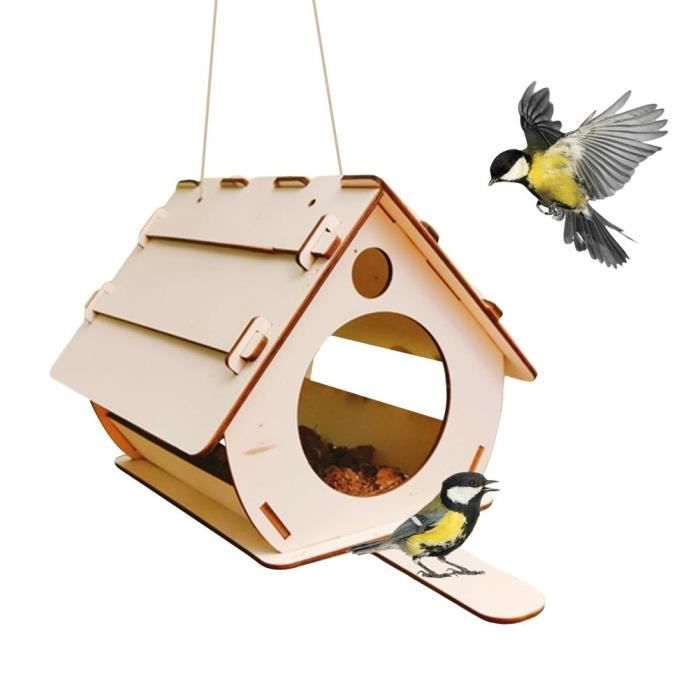 Lot De 2 Mangeoires Suspendues Pour Oiseaux à 2 étages - 23 X 23 Cm, Avec Chaînes Et Crochets - 3