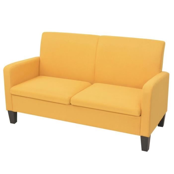 Canapé 2 places en tissu - Jaune - VIDAXL - Moelleux - Avec accoudoirs - Fixe