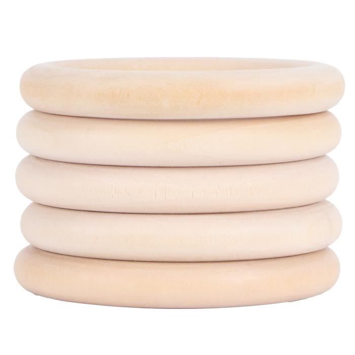Lot De 40 Anneaux En Bois Naturel 4,5 Cm - Pour Macramé, Artisanat, Bijoux, Jouets Bébé - Diamètre Extérieur 4,5 Cm
