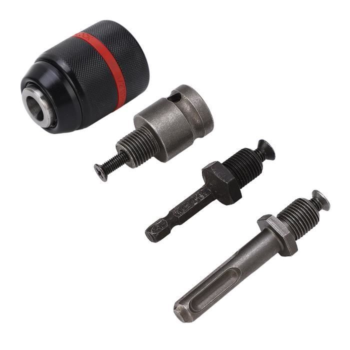 Lot 4 Adaptateurs Mandrin Perceuse - Hexagonal, Carré, Rond - Conversion SDS, 1/4", 3/8"-24UNF