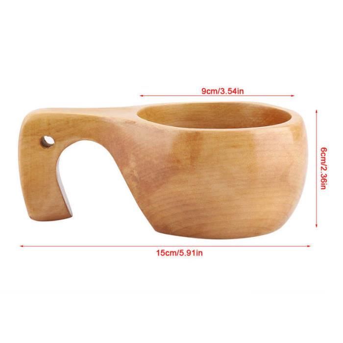 Tasse En Bois Naturel à La Main Café Thé Jus Bière Boisson 4.5x7cm