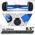 Hoverboard 8,5 pouces Hummer Tout Terrain LED Bluetooth avec Moteur Puissant  cadeau iéal - Bleu chormé-1
