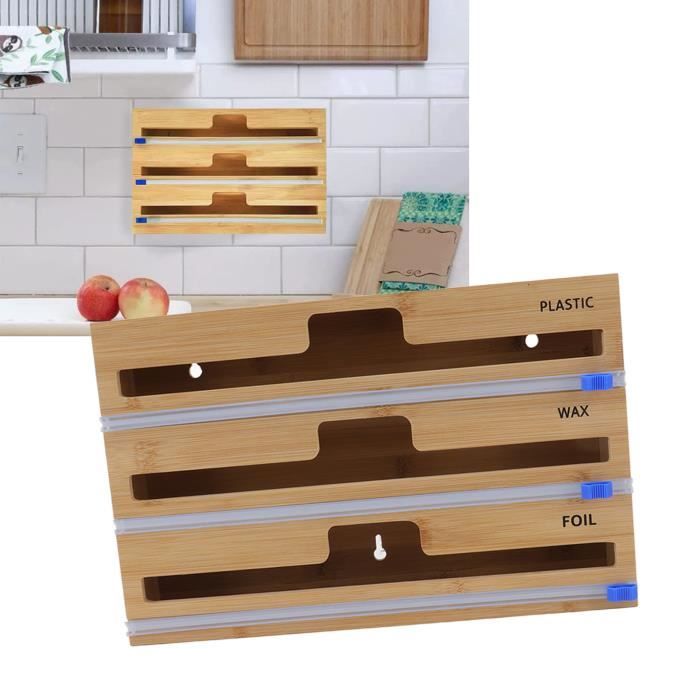 Distributeur de papier d'aluminium à 3 couches, boîte de rangement en bois  pour tiroir de cuisine, facile à couper, distributeur de papier d'emballage  Durable en bois, en Stock - AliExpress