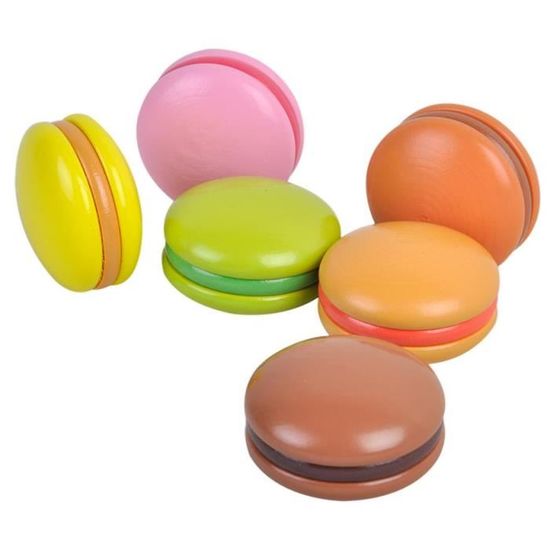 Jouet En Bois 6 Macarons Présentés En Boite Dimensions De La Boîte 16 X 10 X 5 Cm Alimentation