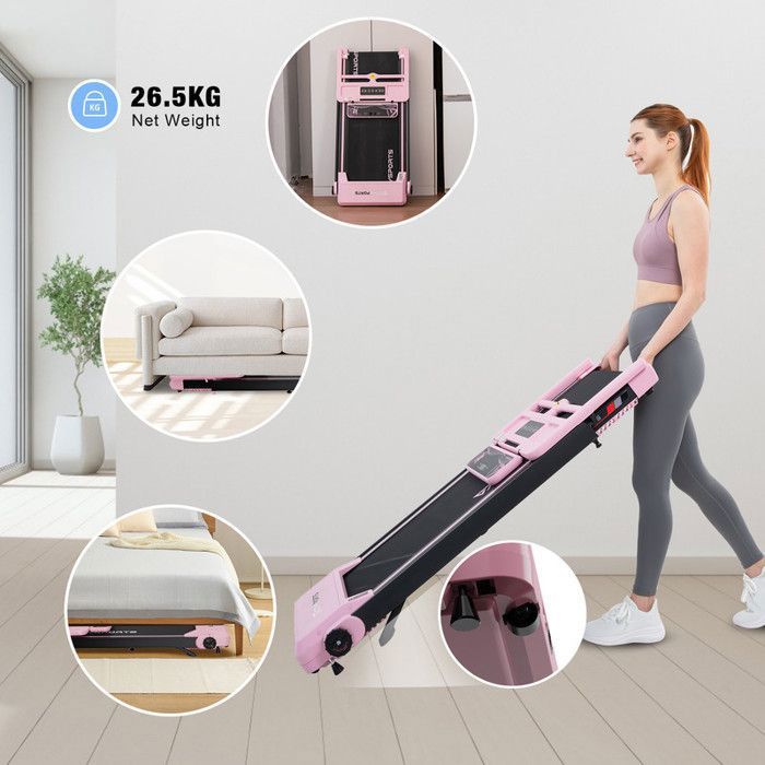 Tapis De Course Pliable 6 En 1 - Inclinaison 7% - Vitesse Jusqu'à 12 Km/h - Moteur 2,5 CV - Écrans LED Et App Connectée