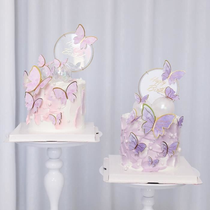 Décorations de gâteaux de Papillon, gâteau d'anniversaire Topper