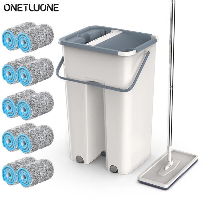 Couleur 4 pieces Floor Mop Set Automatic Spin Mop Replaceable Mop Cloth Hand free Wash Mop Flat Squeeze Magic Cdiscount Maison