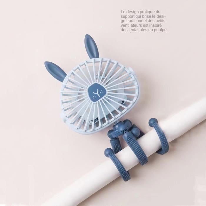 Ventilateur Portable Avec Trépied Flexible - 6000 MAh - 4 Vitesses - Pour Poussette, Bureau, Voiture