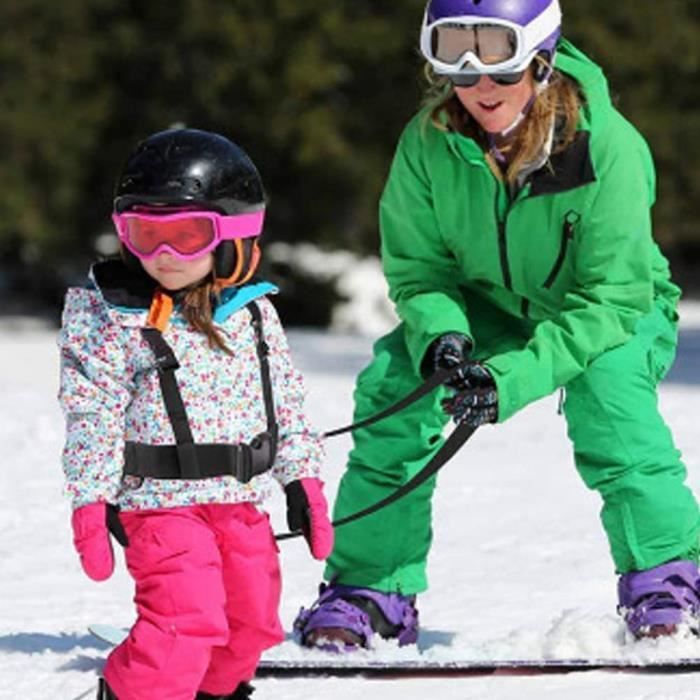 Harnais De Ski Enfant - Contrôle De Vitesse Avec Boucles Réglables, Poignée Et Pochette - Pour 2 à 8 Ans, Bleu Nylon