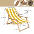 Transat de Jardin SPRINGOS® - Chaise longue pliante en bois imprégné - Blanc/Jaune-2
