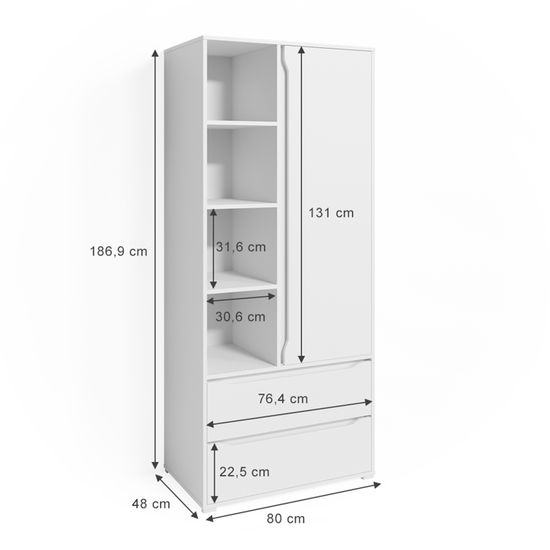 Armoire-penderie Vicco GUEST - Commode, meuble, meuble bas quatre parties, étagère Armoire-penderie Vicco GUEST - Commode, meuble, meuble bas quatre parties, étagère