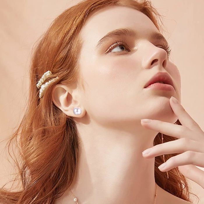 Paire De Boucles D'oreilles Fantaisie Vintage - Argent Et Perles - Doré - Occasion