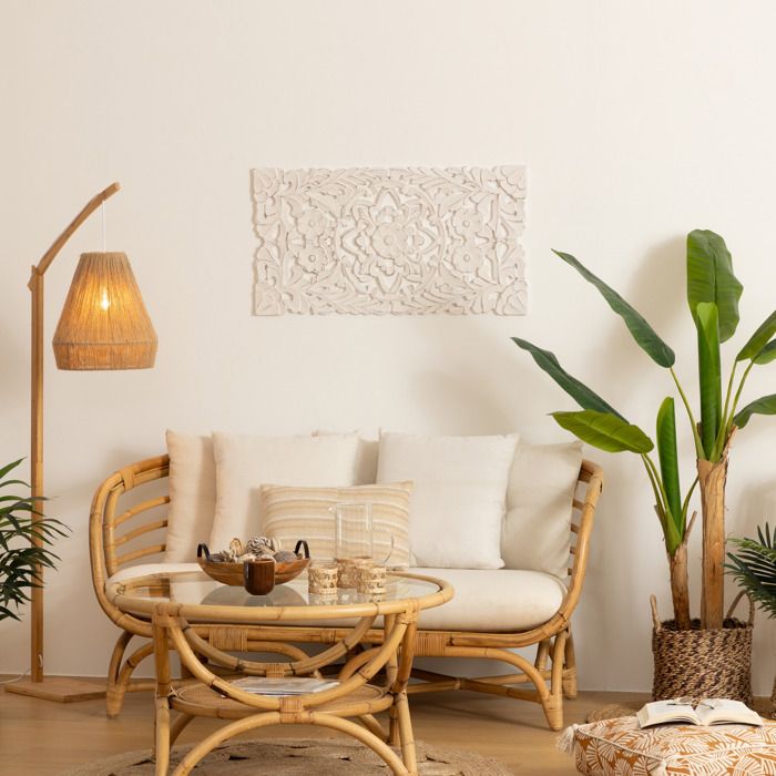 Lot De 4 Décorations Murales En Bois Sculpté - Style Déco Ethnique/bois - Neuf