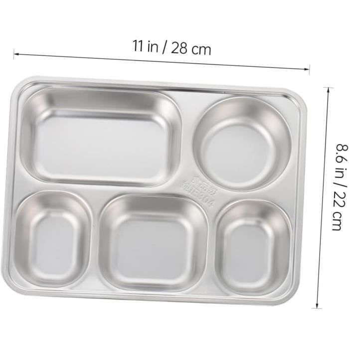 4 paquets d'assiettes divisées incassables, 6 compartiments Assiettes de  section de paille de blé Ensembles d'assiettes en plastique pour adultes,  plateaux de repas scolaires pour enfants en bas âge