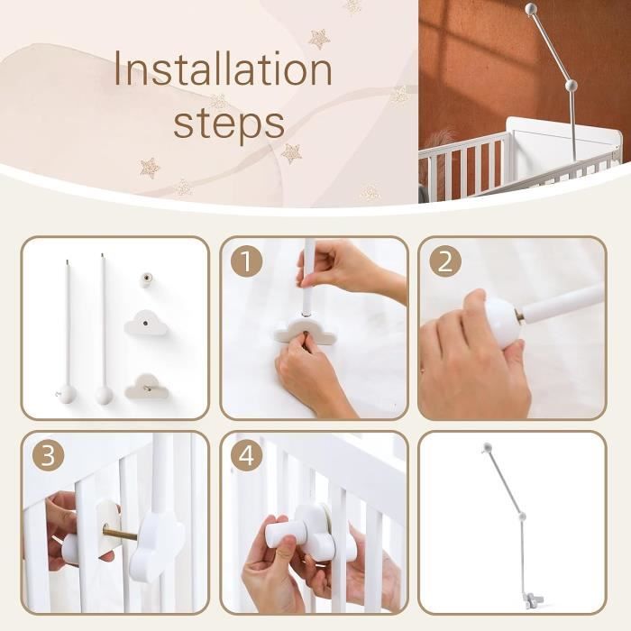 Baby Mobile Support en bois Conception de nuages pour lit de bébé,Chambre d'enfant Table à langer Parc DIY Baby Mobile Support Rack (seulement support) | Rakuten