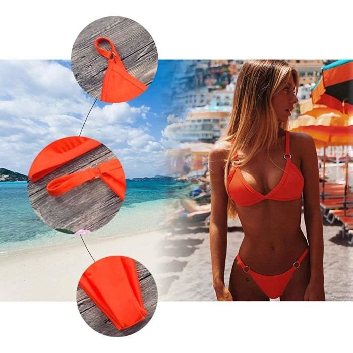 Bikini 2 Pièces Femme Push-Up Dos Nu - Maillot De Bain Brésilien Rembourré Pour Plage Ou Piscine