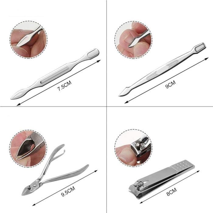Kit Manucure Pedicure 16 Pièces Professionnel - Coupe-Ongles Acier Inoxydable Rose