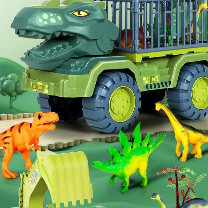 Dinosaure Camion Jouet, AYUQI Dinosaure Transporteur Camion Véhicule - avec  3 Mini Dinosaures en Plastique - Cadeau Garçons - Cdiscount Jeux - Jouets