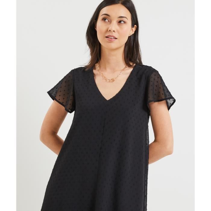 GRAIN DE MALICE Robe plumetis femme Black Cdiscount Pret a Porter