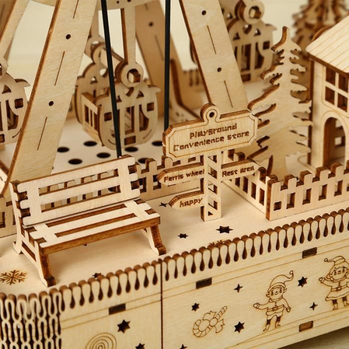 Rolife – Puzzle 3D Grande Roue En Bois – Boîte à Musique, 232 Pièces, Découpe Laser, 14+, Cadeau Noël