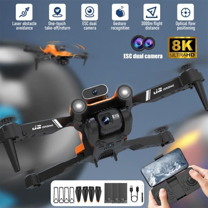 Drone pour Enfant avec Caméra 4K HD, Drone Quadricoptère FPV WiFi  Télécommandé, Mode sans Tête- 3 Batteries - Cdiscount Jeux - Jouets