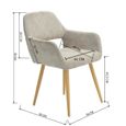 MEUBLES COSY Lot de 2 fauteuils chaises - Tissu Beige – Pieds métal effet bois –Style Scandinave – Salle à manger, bureau, salon-3