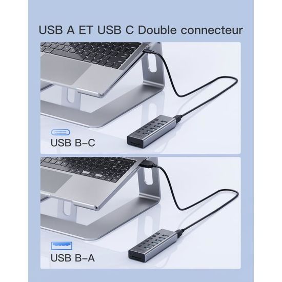 Hub USB Inateck Hub USB 3.0 Alimenté 8-en-1 Aluminium Multi Port