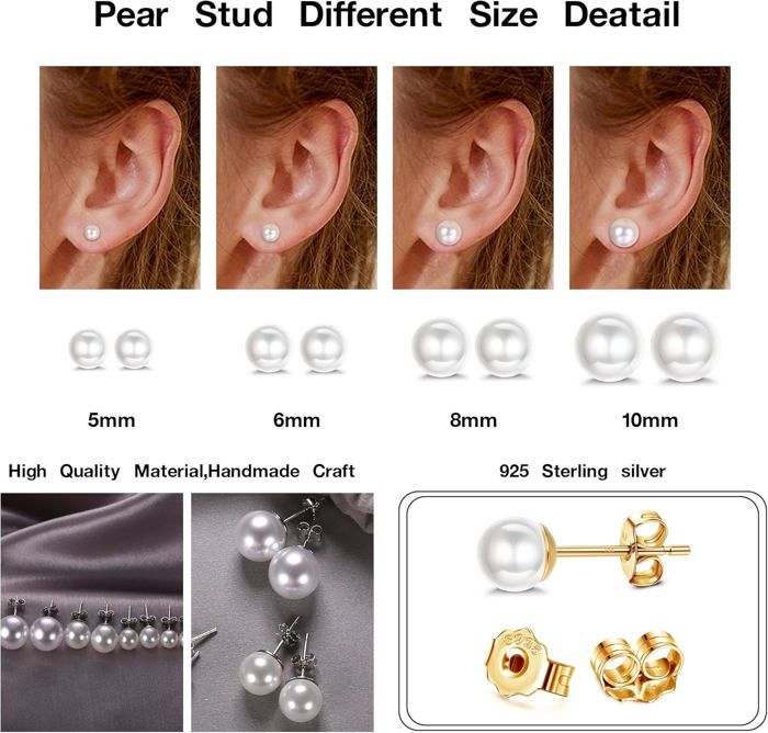 Boucles D'oreilles Clous En Argent 925 Avec Perle De Culture 4 Mm - Neuf Avec étiquettes