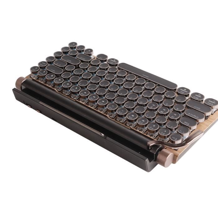 HURRISE clavier de machine à écrire rétro Clavier de machine à écrire 83  touches clavier mécanique Bluetooth sans fil vintage