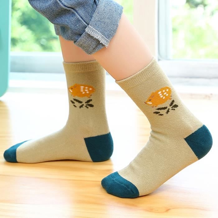 5 paires de chaussettes pour enfants impression mignonne chaussettes de tube moyen pour enfants respirabilite chaussettes