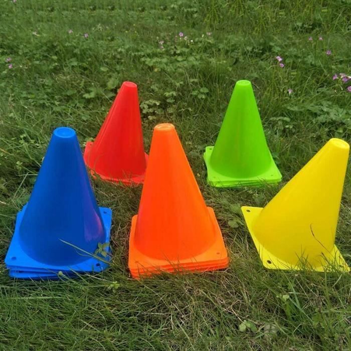 Cônes marqueurs50 pièces Cônes pour l'entraînement des cônes au football,  au hockey, au handball ou à l'aide à l'entraînement de coordination avec  support, sac en filet, total 5 couleurs.