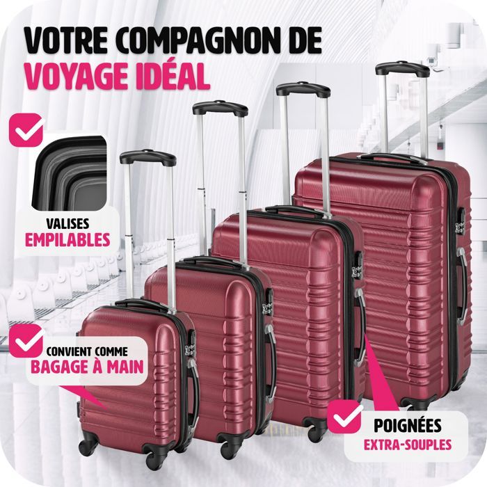 TECTAKE Set de 4 Valises Rigides de Voyage PUCCI (3 Valises + 1 Vanity) -  Cadenas à Combinaison - Champagne (XL, L, M)