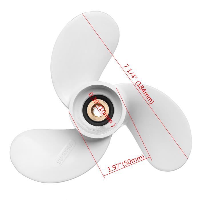 Hélice Hors-Bord Aluminium Pour Moteur Yamaha 2HP - Blanc, Taille 35x60mm
