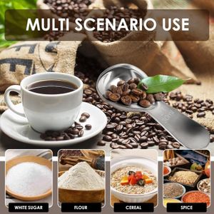 Lot 2 Cuillères Doseuses Café Avec Brosse - Mesure 8g Moulu Ou 10g Grains | Cuillère Plastique Pratique Et Amovible