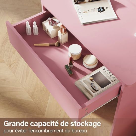 SIRHONA Coiffeuse Avec Miroir LED Et Tabouret - Table Maquillage Noir Avec Tiroir