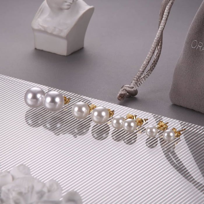 Boucles D'oreilles Clous En Argent 925 - Avec Perles De Culture D'eau Douce 4mm - Neuf Avec étiquettes