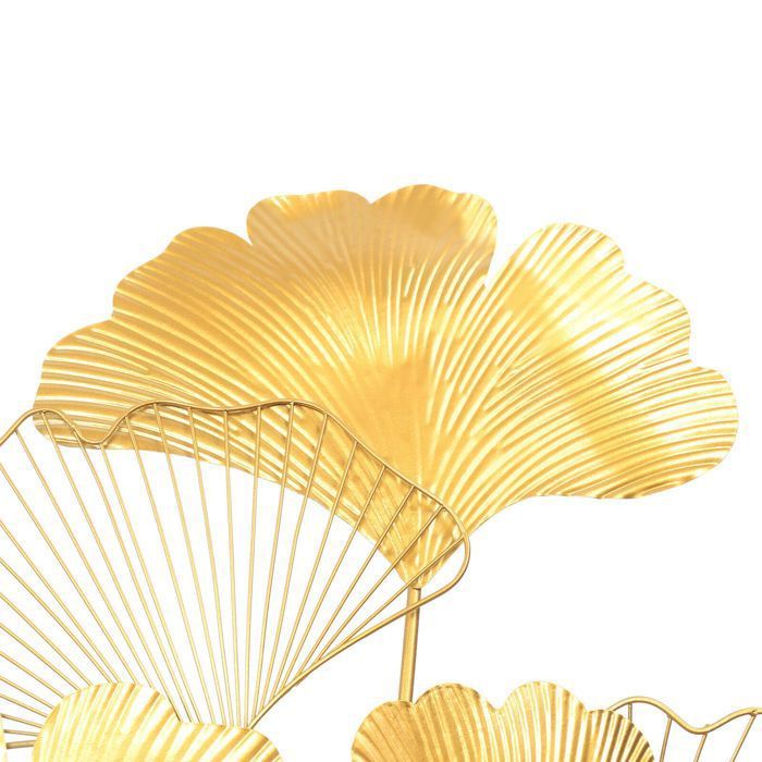 Décoration Murale Métal Feuilles Ginkgo Biloba Dorées 3D - 60x35cm Moderne