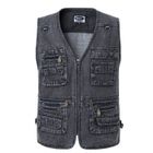 AIEVIS Gilet Homme en jean Veste Sans Manche Col V Multi-poches Zippee