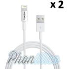Lot 2 Cables USB Chargeur Blanc compatible Apple iPhone SE - Phonillico®